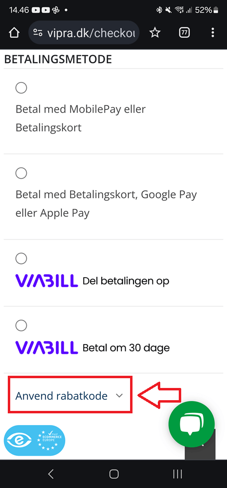 Hvordan anvender jeg en rabatkode på Mobil?